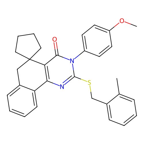 3-(4-methoxyphenyl)-2-((2-methylbenzyl)thio)-3H-spiro[benzo[h]quinazoline-5,1'-cyclopentan]-4(6H)-one structure