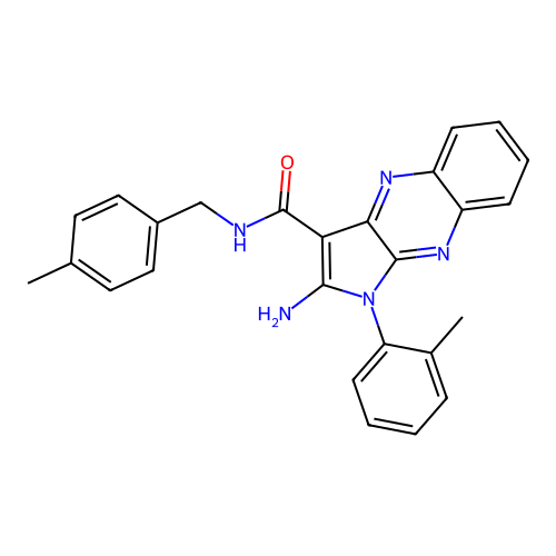 2-amino-N-(4-methylbenzyl)-1-(2-methylphenyl)-1H-pyrrolo[2,3-b]quinoxaline-3-carboxamide structure