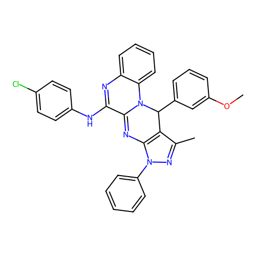 N-(4-chlorophenyl)-11-(3-methoxyphenyl)-10-methyl-8-phenyl-8,11-dihydropyrazolo[3',4':4,5]pyrimido[1,2-a]quinoxalin-6-amine structure