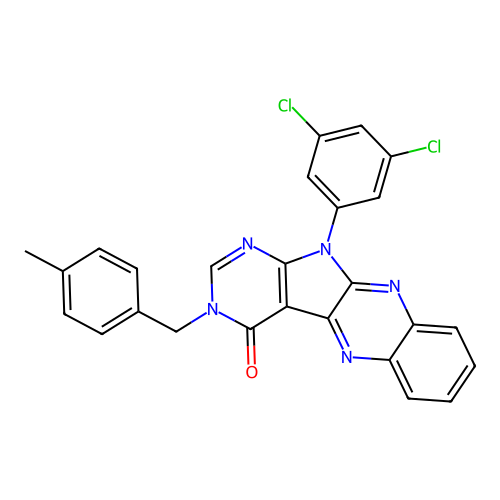 11-(3,5-dichlorophenyl)-3-(4-methylbenzyl)-3,11-dihydro-4H-pyrimido[5',4':4,5]pyrrolo[2,3-b]quinoxalin-4-one structure