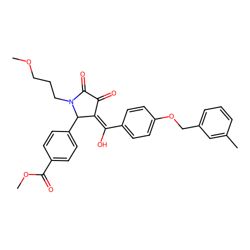 methyl 4-(4-hydroxy-1-(3-methoxypropyl)-3-(4-((3-methylbenzyl)oxy)benzoyl)-5-oxo-2,5-dihydro-1H-pyrrol-2-yl)benzoate structure