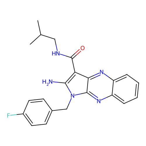 2-amino-1-(4-fluorobenzyl)-N-(2-methylpropyl)-1H-pyrrolo[2,3-b]quinoxaline-3-carboxamide structure