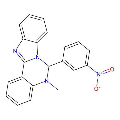 5-Methyl-6-(3-nitrophenyl)-5,6-dihydrobenzimidazo[1,2-c]quinazoline structure