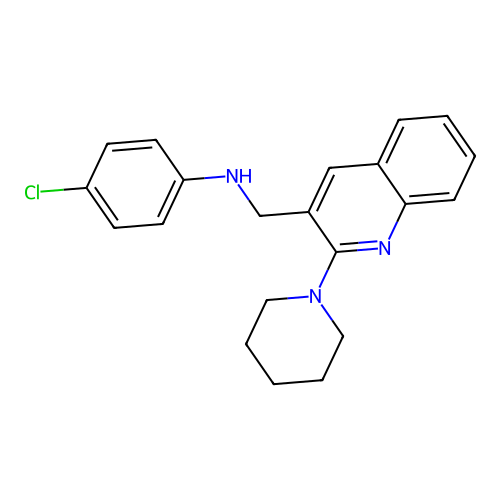 4-chloro-N-((2-(piperidin-1-yl)quinolin-3-yl)methyl)aniline structure