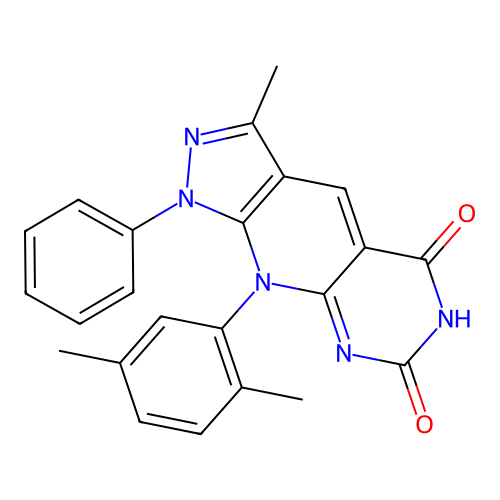 9-(2,5-dimethylphenyl)-3-methyl-1-phenyl-1H-pyrazolo[4',3':5,6]pyrido[2,3-d]pyrimidine-5,7(6H,9H)-dione structure