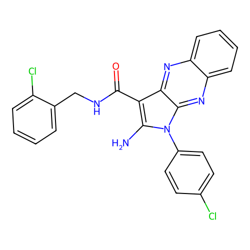 2-amino-N-(2-chlorobenzyl)-1-(4-chlorophenyl)-1H-pyrrolo[2,3-b]quinoxaline-3-carboxamide structure