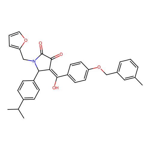 (4E)-1-(furan-2-ylmethyl)-4-(hydroxy{4-[(3-methylbenzyl)oxy]phenyl}methylidene)-5-[4-(propan-2-yl)phenyl]pyrrolidine-2,3-dione structure