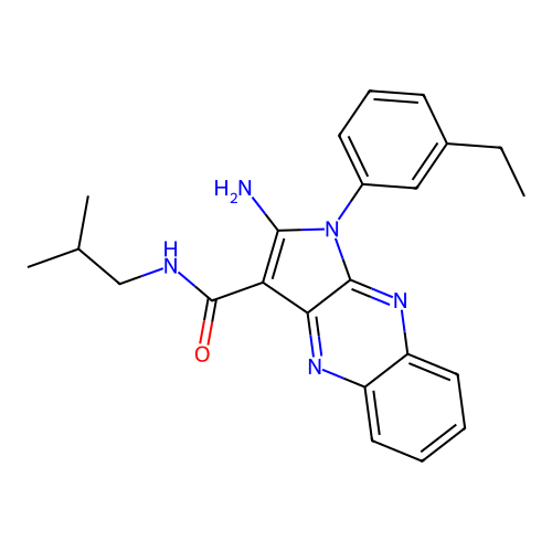 2-amino-1-(3-ethylphenyl)-N-(2-methylpropyl)-1H-pyrrolo[2,3-b]quinoxaline-3-carboxamide structure
