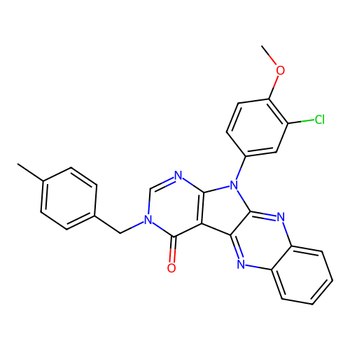 11-(3-chloro-4-methoxyphenyl)-3-(4-methylbenzyl)-3,11-dihydro-4H-pyrimido[5',4':4,5]pyrrolo[2,3-b]quinoxalin-4-one structure