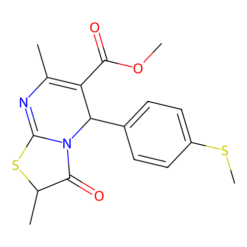 methyl 2,7-dimethyl-5-[4-(methylsulfanyl)phenyl]-3-oxo-2,3-dihydro-5H-[1,3]thiazolo[3,2-a]pyrimidine-6-carboxylate structure