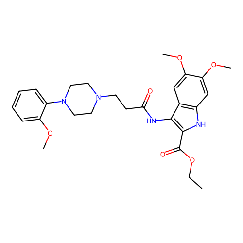 ethyl 5,6-dimethoxy-3-({3-[4-(2-methoxyphenyl)piperazin-1-yl]propanoyl}amino)-1H-indole-2-carboxylate structure