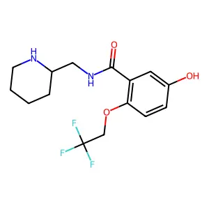 5-hydroxy-N-(2-piperidinylmethyl)-2-(2,2,2-trifluoroethoxy)benzamide structure