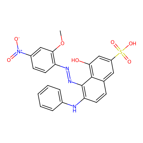 5-[2-(2-methoxy-4-nitro-phenyl)hydrazinyl]-4-oxo-6-phenylimino-naphthalene-2-sulfonic Acid structure