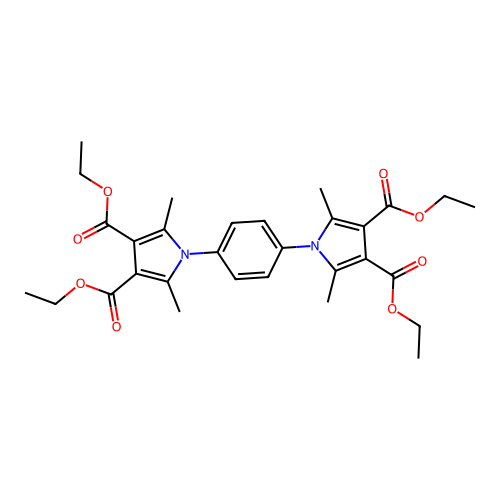 Tetraethyl 1,1'-(1,4-phenylene)bis(2,5-dimethyl-1H-pyrrole-3,4-dicarboxylate) structure