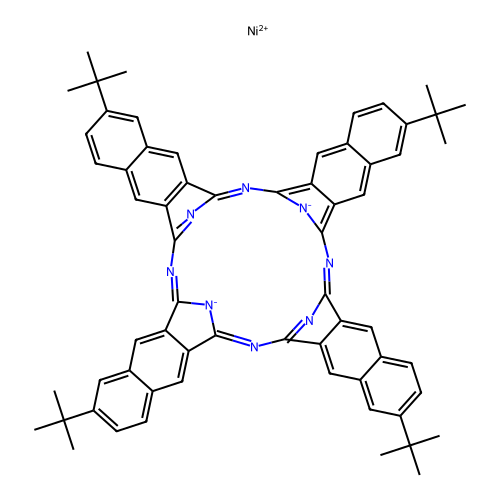 Nickel(II) 2,11,20,29-tetra-butyl-2,3-naphthalocyanine structure
