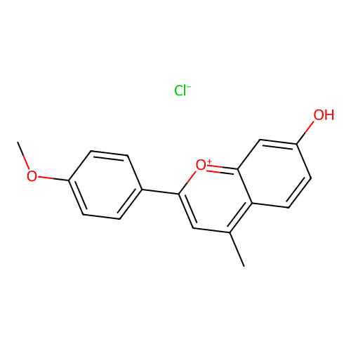 4'-Methoxy-4-methyl-7-hydroxyflavylium chloride structure
