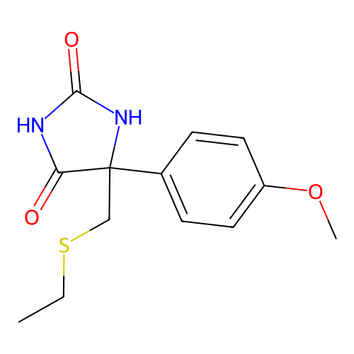 5-[(Ethylsulfanyl)methyl]-5-(4-methoxyphenyl)imidazolidine-2,4-dione structure