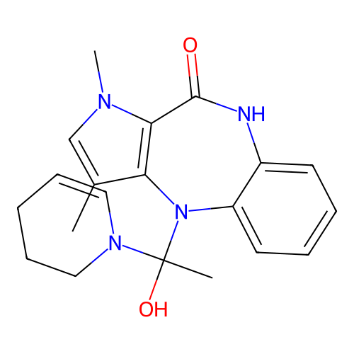 1,3-Dimethyl-4-piperidinoacetyl-1,4,9,10-tetrahydropyrrolo(3,2-b)(1,5)benzodiazepin-10-one structure