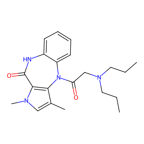 Pyrrolo(3,2-b)(1,5)benzodiazepin-10(1H)-one, 4,9-dihydro-1,3-dimethyl-4- ((dipropylamino)acetyl)- structure