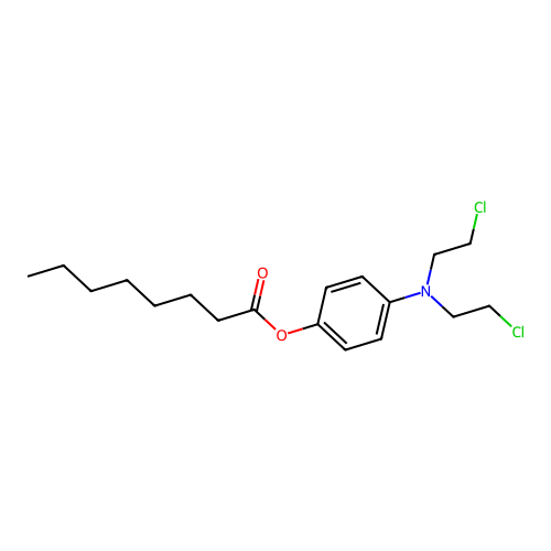 Phenol, p-(bis(2-chloroethyl)amino)-, octanoate (ester) structure