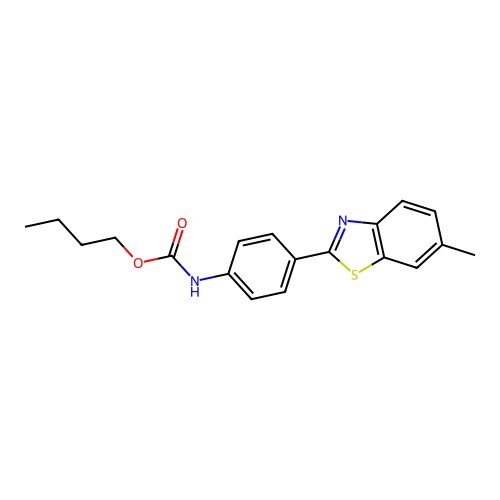 Butyl [4-(6-methyl-1,3-benzothiazol-2-yl)phenyl]carbamate structure