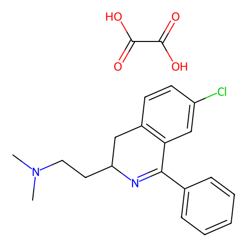 3,4-Dihydro-7-chloro-N,N-dimethyl-1-phenyl-3-isoquinolineethanamine ethanedioate (1:1) structure