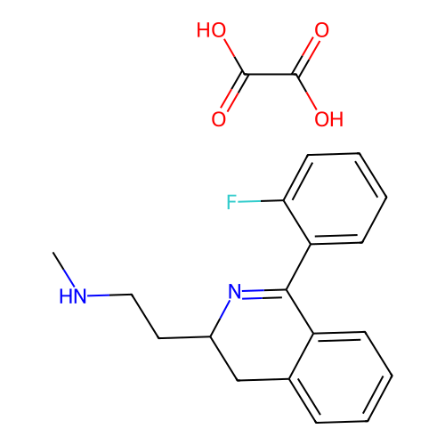 3,4-Dihydro-1-(2-fluorophenyl)-N-methyl-3-isoquinolineethanamine ethanedioate (1:1) structure