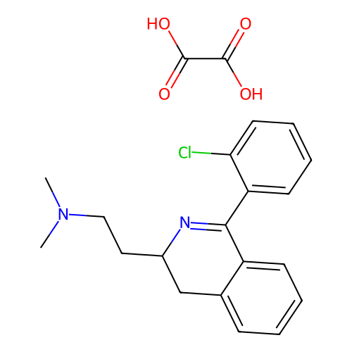 3,4-Dihydro-1-(2-chlorophenyl)-N,N-dimethyl-3-isoquinolineethanamine ethanedioate (1:1) structure
