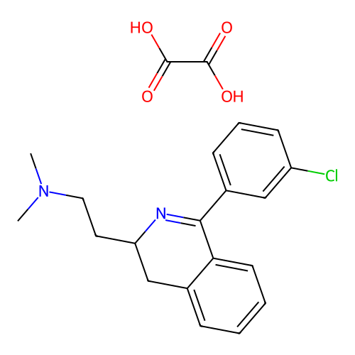 3,4-Dihydro-1-(3-chlorophenyl)-N,N-dimethyl-3-isoquinolineethanamine ethanedioate (1:1) structure