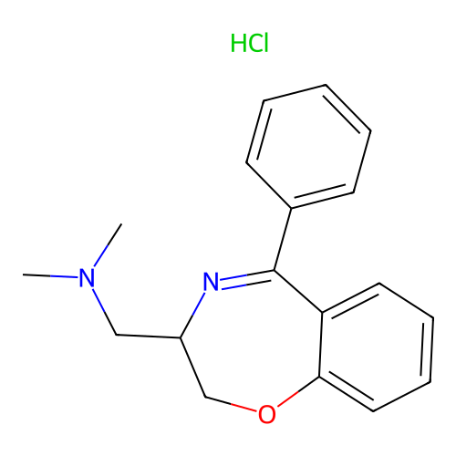 2,3-Dihydro-N,N-dimethyl-5-phenyl-1,4-benzoxazepine-3-methanamine monohydrochloride structure