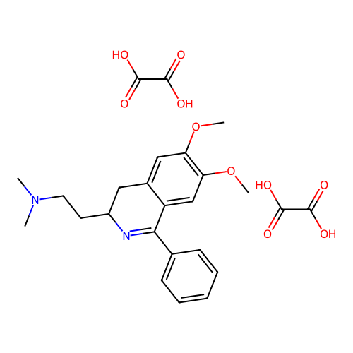 3,4-Dihydro-6,7-dimethoxy-N,N-dimethyl-1-phenyl-3-isoquinolineethanamine ethanedioate (1:2) structure