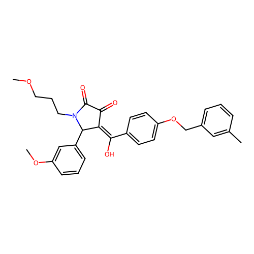 (4E)-4-(hydroxy{4-[(3-methylbenzyl)oxy]phenyl}methylidene)-5-(3-methoxyphenyl)-1-(3-methoxypropyl)pyrrolidine-2,3-dione structure