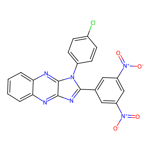 1-(4-chlorophenyl)-2-(3,5-dinitrophenyl)-1H-imidazo[4,5-b]quinoxaline structure