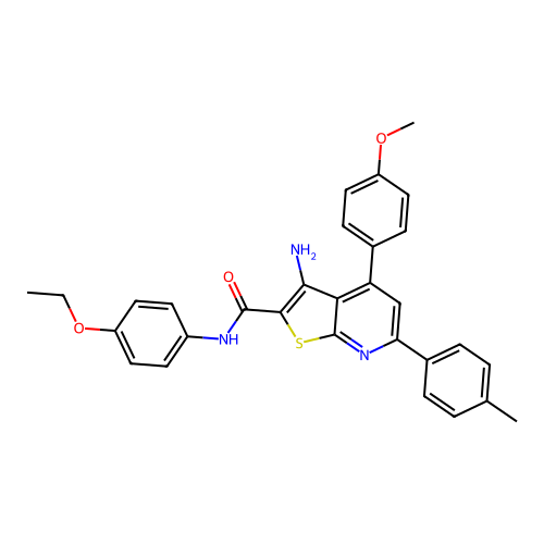 3-amino-N-(4-ethoxyphenyl)-4-(4-methoxyphenyl)-6-(4-methylphenyl)thieno[2,3-b]pyridine-2-carboxamide structure