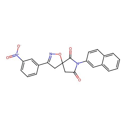 7-(naphthalen-2-yl)-3-(3-nitrophenyl)-1-oxa-2,7-diazaspiro[4.4]non-2-ene-6,8-dione structure