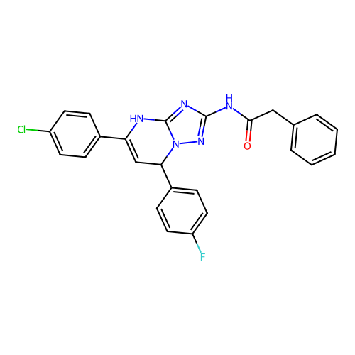 N-(5-(4-chlorophenyl)-7-(4-fluorophenyl)-4,7-dihydro-[1,2,4]triazolo[1,5-a]pyrimidin-2-yl)-2-phenylacetamide structure