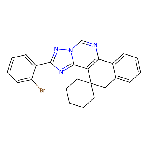 2-(2-bromophenyl)-5H-spiro[benzo[h][1,2,4]triazolo[1,5-c]quinazoline-4,1'-cyclohexane] structure