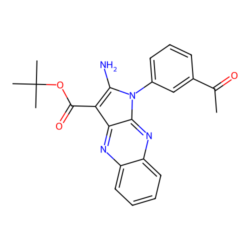 tert-butyl 1-(3-acetylphenyl)-2-amino-1H-pyrrolo[2,3-b]quinoxaline-3-carboxylate structure