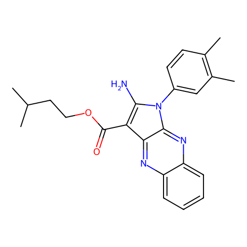 3-methylbutyl 2-amino-1-(3,4-dimethylphenyl)-1H-pyrrolo[2,3-b]quinoxaline-3-carboxylate structure