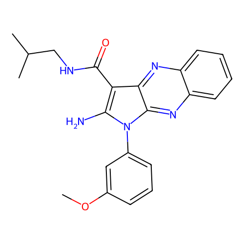 2-amino-1-(3-methoxyphenyl)-N-(2-methylpropyl)-1H-pyrrolo[2,3-b]quinoxaline-3-carboxamide structure
