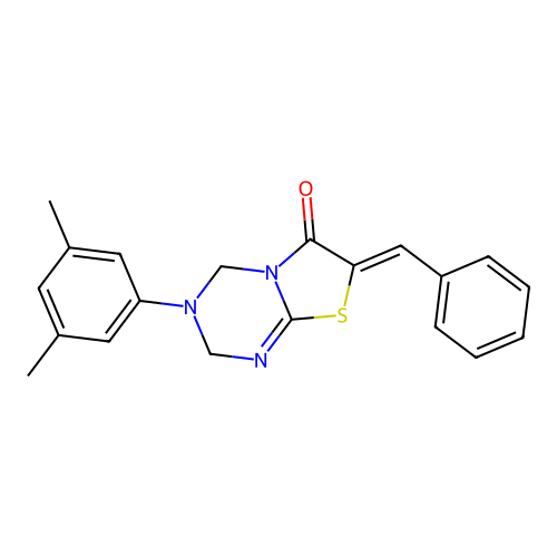 (7Z)-7-benzylidene-3-(3,5-dimethylphenyl)-2,4-dihydro-[1,3]thiazolo[3,2-a][1,3,5]triazin-6-one structure
