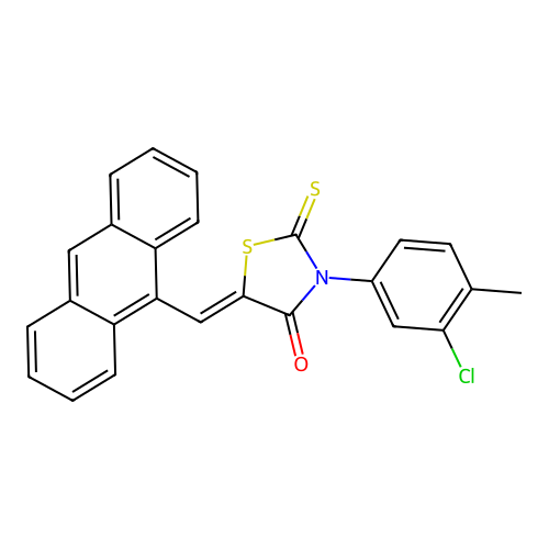 (Z)-5-(anthracen-9-ylmethylene)-3-(3-chloro-4-methylphenyl)-2-thioxothiazolidin-4-one structure