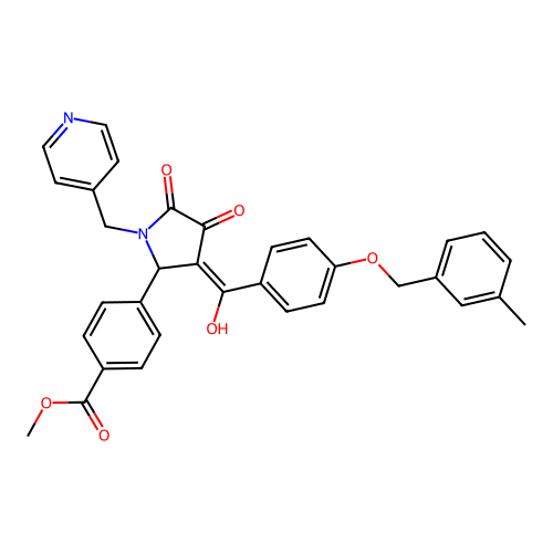 methyl 4-(4-hydroxy-3-(4-((3-methylbenzyl)oxy)benzoyl)-5-oxo-1-(pyridin-4-ylmethyl)-2,5-dihydro-1H-pyrrol-2-yl)benzoate structure