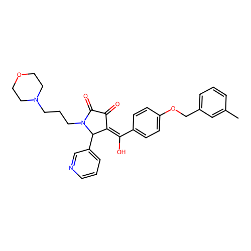 (4E)-4-(hydroxy{4-[(3-methylbenzyl)oxy]phenyl}methylidene)-1-[3-(morpholin-4-yl)propyl]-5-(pyridin-3-yl)pyrrolidine-2,3-dione structure