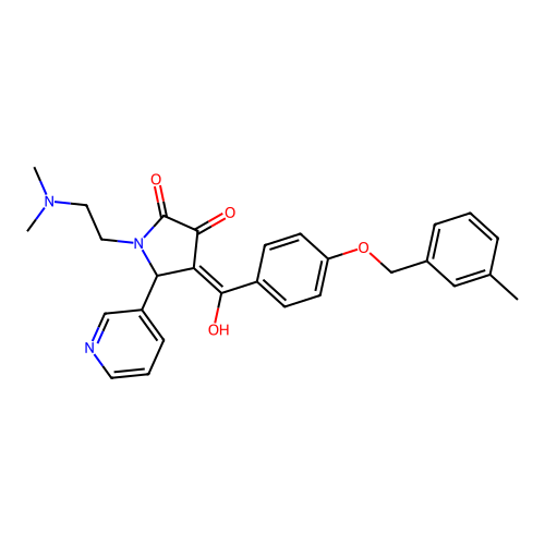 1-(2-dimethylaminoethyl)-4-[hydroxy-[4-[(3-methylphenyl)methoxy]phenyl]methylidene]-5-pyridin-3-ylpyrrolidine-2,3-dione structure