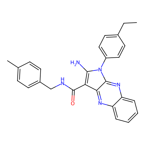 2-amino-1-(4-ethylphenyl)-N-(4-methylbenzyl)-1H-pyrrolo[2,3-b]quinoxaline-3-carboxamide structure