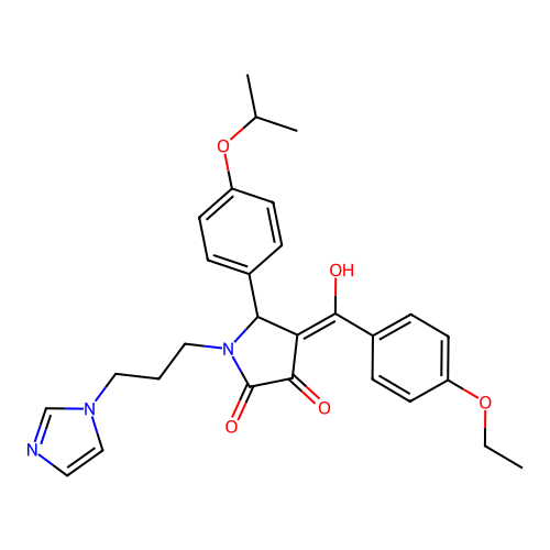 (4E)-4-[(4-ethoxyphenyl)-hydroxymethylidene]-1-(3-imidazol-1-ylpropyl)-5-(4-propan-2-yloxyphenyl)pyrrolidine-2,3-dione structure