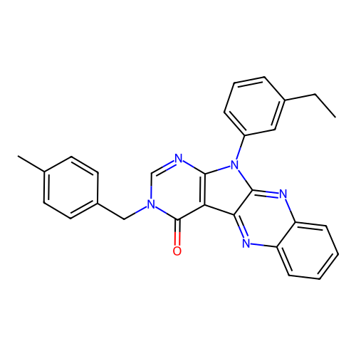 11-(3-ethylphenyl)-3-(4-methylbenzyl)-3H-pyrimido[5',4':4,5]pyrrolo[2,3-b]quinoxalin-4(11H)-one structure