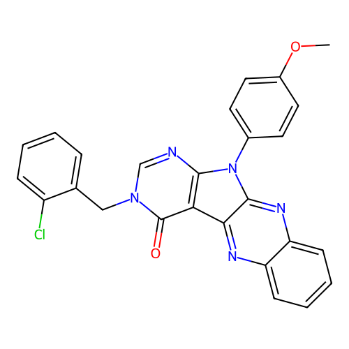 3-(2-chlorobenzyl)-11-(4-methoxyphenyl)-3,11-dihydro-4H-pyrimido[5',4':4,5]pyrrolo[2,3-b]quinoxalin-4-one structure