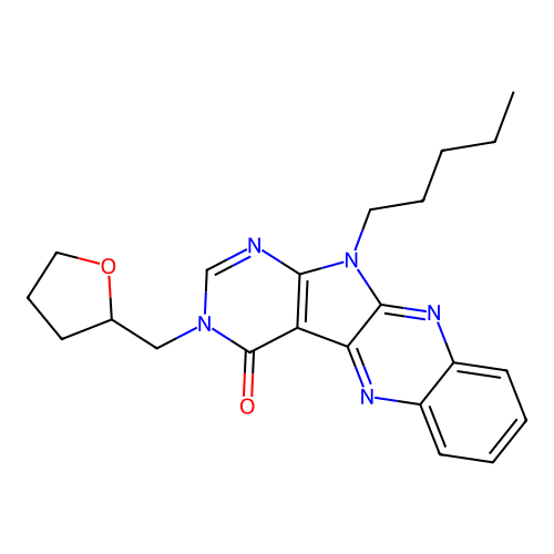 11-pentyl-3-((tetrahydrofuran-2-yl)methyl)-3H-pyrimido[5',4':4,5]pyrrolo[2,3-b]quinoxalin-4(11H)-one structure